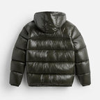 Puffer jacket homem com capuz corte folgado casaco acolchoado de inverno