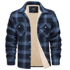 Camisa jaqueta masculina xadrez com forro sherpa, estilo casual robusto