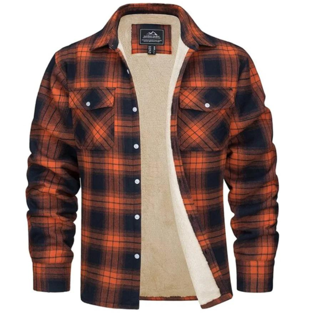 Camisa jaqueta masculina xadrez com forro sherpa, estilo casual robusto