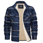 Camisa jaqueta masculina xadrez com forro sherpa, estilo casual robusto