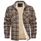 Camisa jaqueta masculina xadrez com forro sherpa, estilo casual robusto