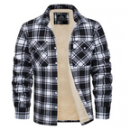 Camisa jaqueta masculina xadrez com forro sherpa, estilo casual robusto