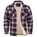 Camisa jaqueta masculina xadrez com forro sherpa, estilo casual robusto
