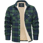 Camisa jaqueta masculina xadrez com forro sherpa, estilo casual robusto