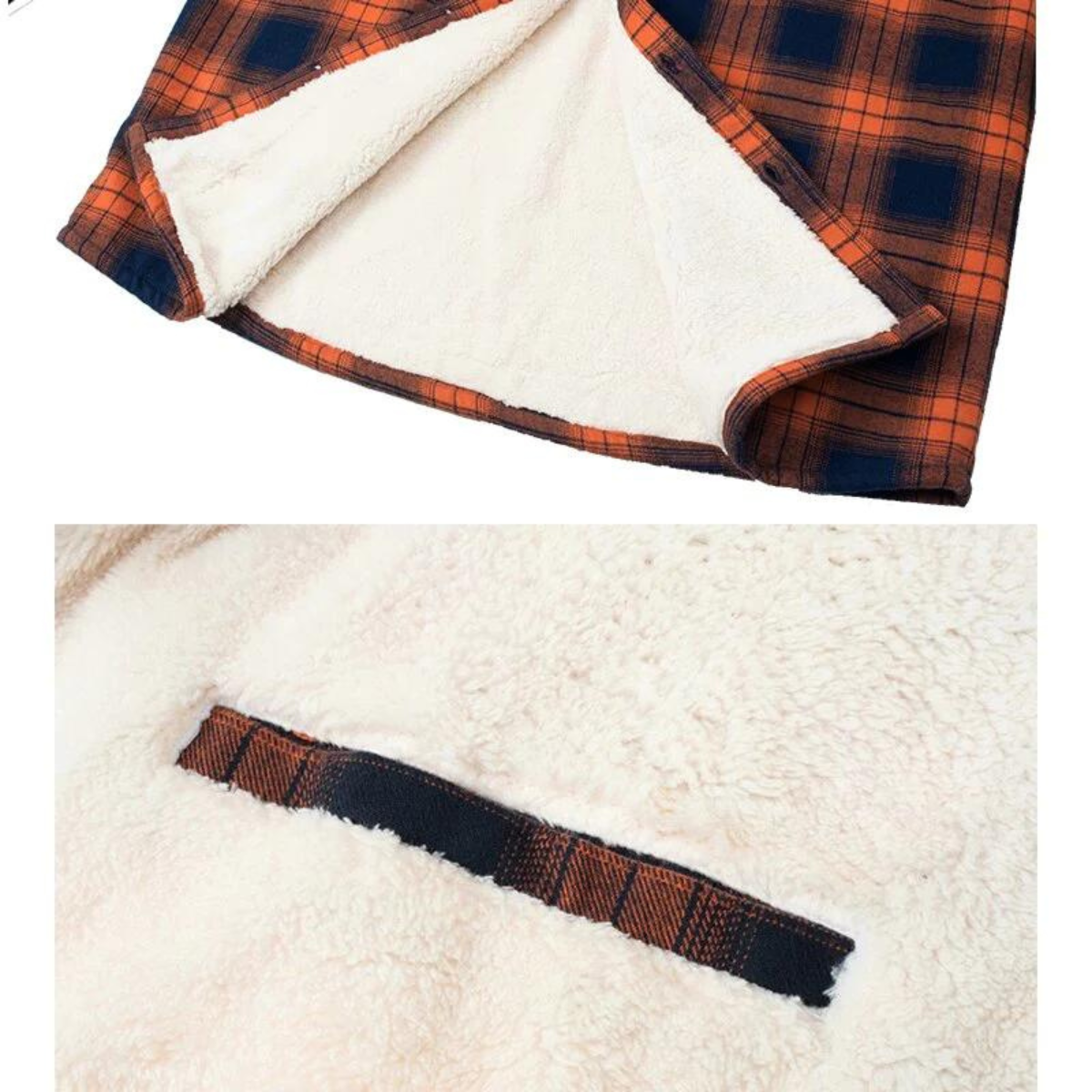Camisa jaqueta masculina xadrez com forro sherpa, estilo casual robusto