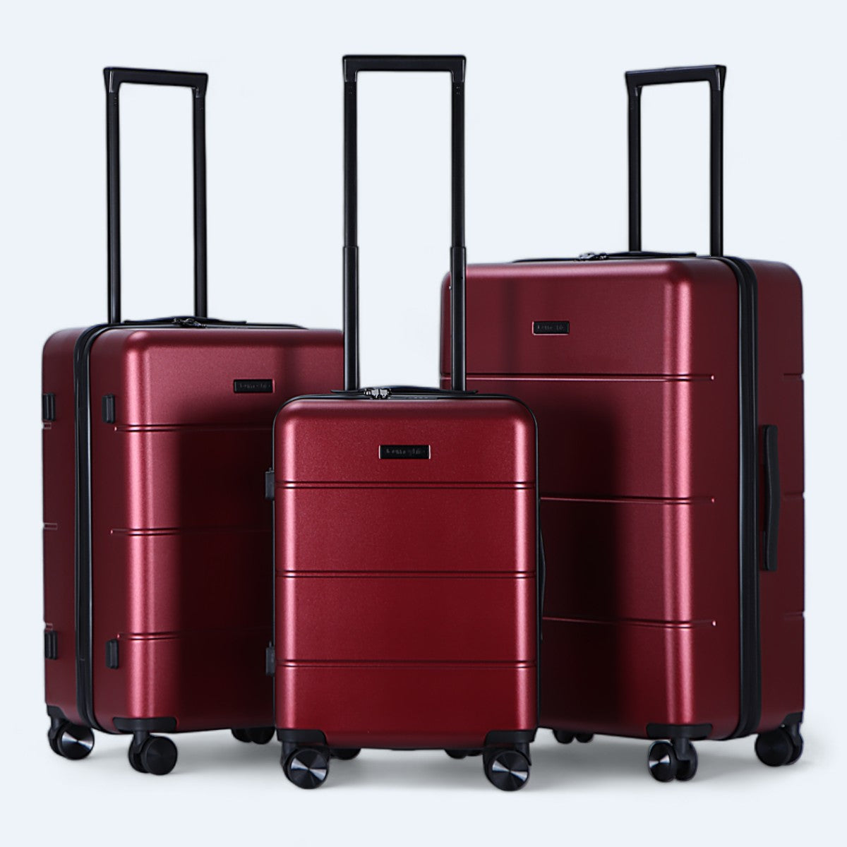 Conjunto de malas rígidas 3 peças hard shell com 4 rodas giratórias tamanhos S M L