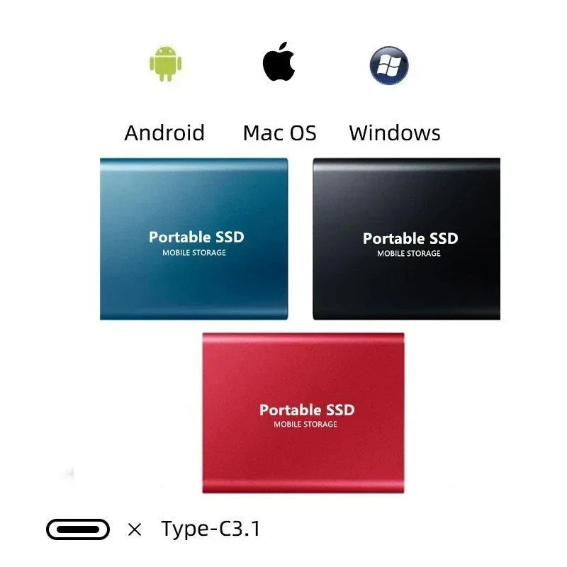 SSD externa 128TB USB 3.1 e USB-C, design compacto e resistente