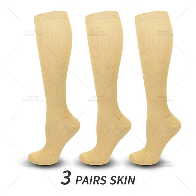 Meias de compressão joelho unissexo 3 pares 15-20 mmHg suporte panturrilha