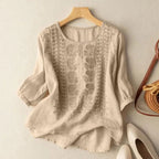 Blusa feminina bordada relaxed fit corte fluido confortável