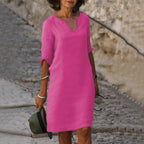 Vestido midi feminino casual versátil disponível em várias cores