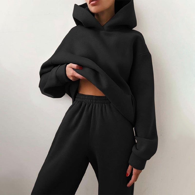 Conjunto de jogging feminino oversize 2 peças estilo urbano casual