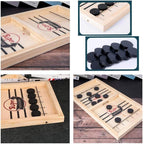 Jogo 2 em 1 futebol de mesa e shuffleboard em madeira, multifuncional para todas as idades