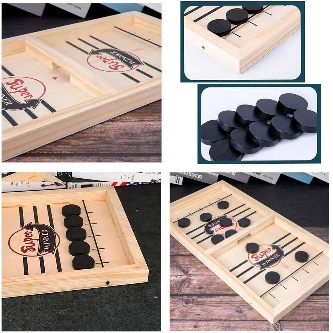 Jogo 2 em 1 futebol de mesa e shuffleboard em madeira, multifuncional para todas as idades