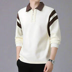 Polo manga longa com zíper e design color block para homem