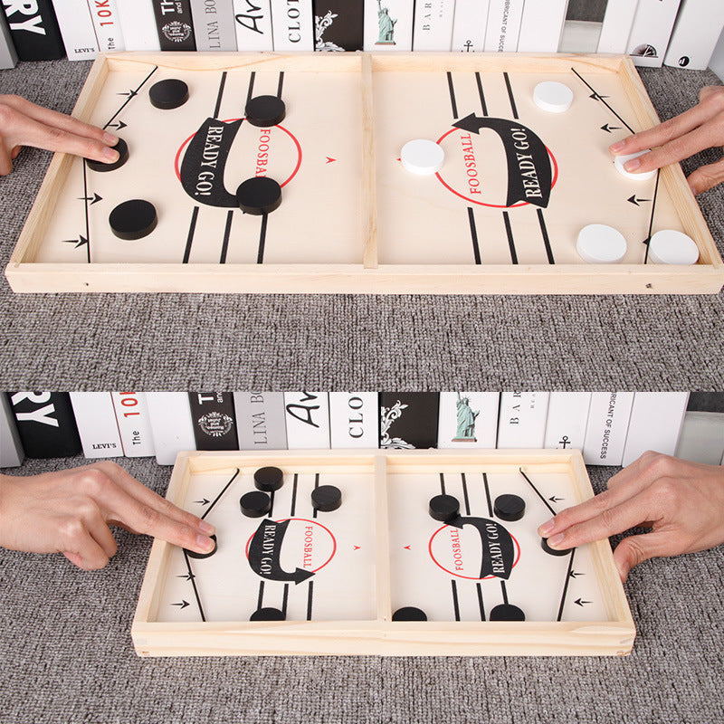 Jogo 2 em 1 futebol de mesa e shuffleboard em madeira, multifuncional para todas as idades