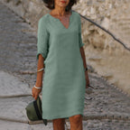 Vestido midi feminino casual versátil disponível em várias cores