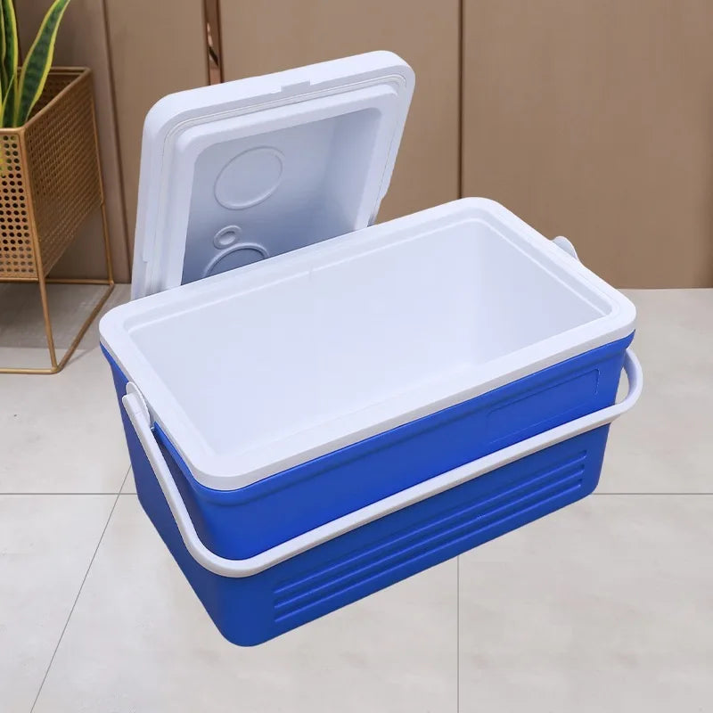 Caixa de arrefecimento portátil 30L isolada com pega para camping e piqueniques, azul