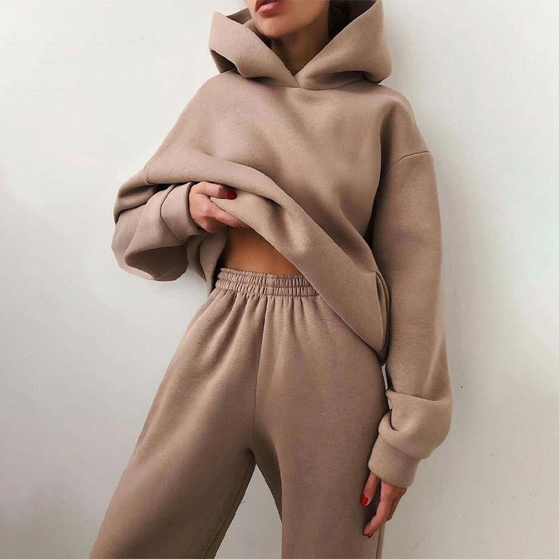 Conjunto de jogging feminino oversize 2 peças estilo urbano casual