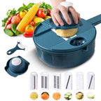 Conjunto de cortador multifuncional 12 em 1 em aço inoxidável, compacto, utensílios de cozinha