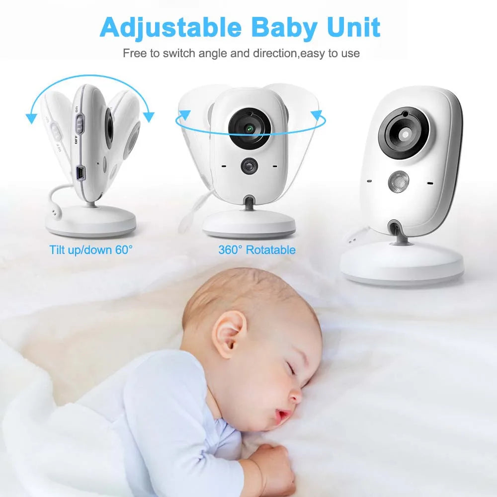 Babyfone com vídeo 3,5 polegadas com visão noturna automática e áudio bidirecional