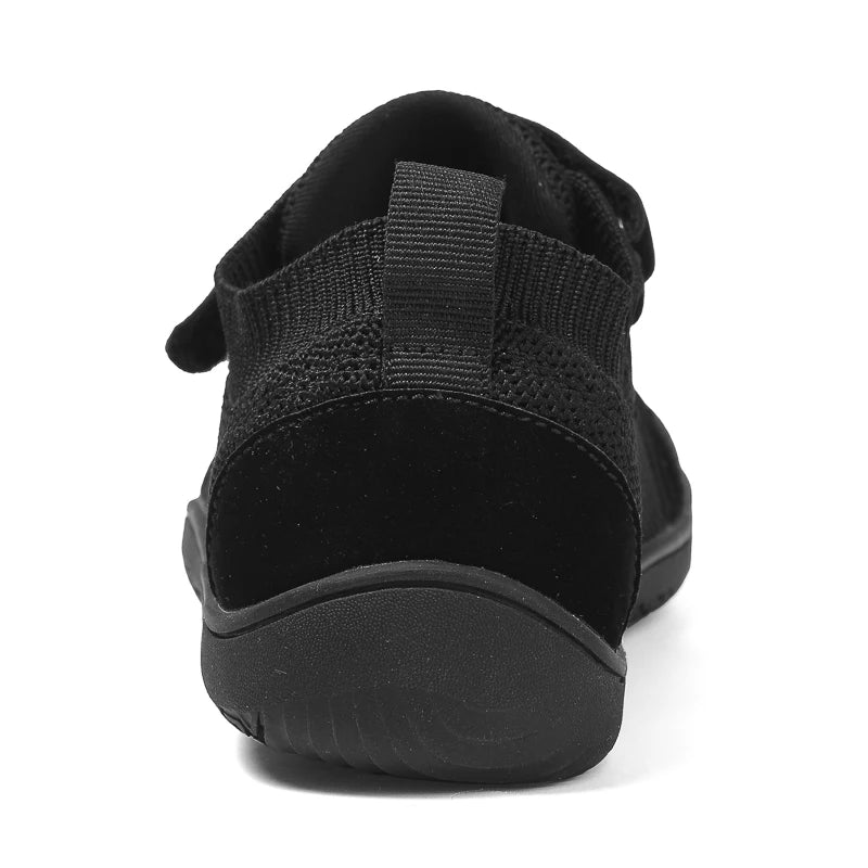Sapatilhas barefoot infantis bico largo leves e flexíveis com fecho em velcro