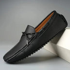 Mocassins couro genuíno slip-on leve com costura moccasin clássica