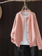Cardigan feminino com botões caimento relaxado disponível em várias cores