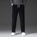 Calças chino corduroy corte slim com cordão ajustável para homem