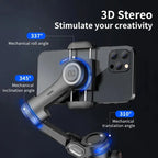Gimbal estabilizador smartphone 3 eixos com AI tracking e deteção facial, cor preta
