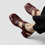 Sapatos Mary Jane femininos salto bloco bico quadrado ortopédico com fivela