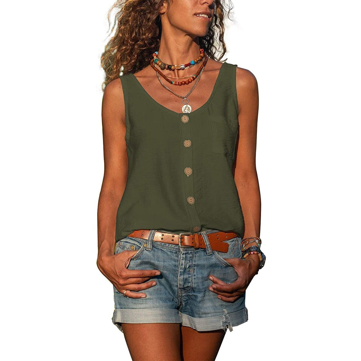 Camisola de alças feminina disponível em várias cores