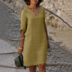 Vestido midi feminino casual versátil disponível em várias cores