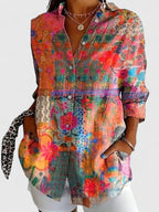 Blusa feminina estampa colorida corte confortável manga curta