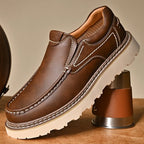 Mocassins de couro masculinos com palmilha ortopédica e sola antiderrapante