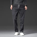 Calças chino corduroy corte slim com cordão ajustável para homem