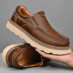 Mocassins de couro masculinos com palmilha ortopédica e sola antiderrapante