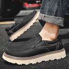 Mocassins de couro masculinos com palmilha ortopédica e sola antiderrapante