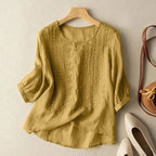 Blusa feminina bordada relaxed fit corte fluido confortável