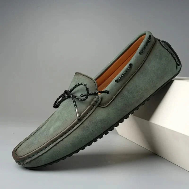 Mocassins couro genuíno slip-on leve com costura moccasin clássica