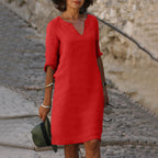 Vestido midi feminino casual versátil disponível em várias cores