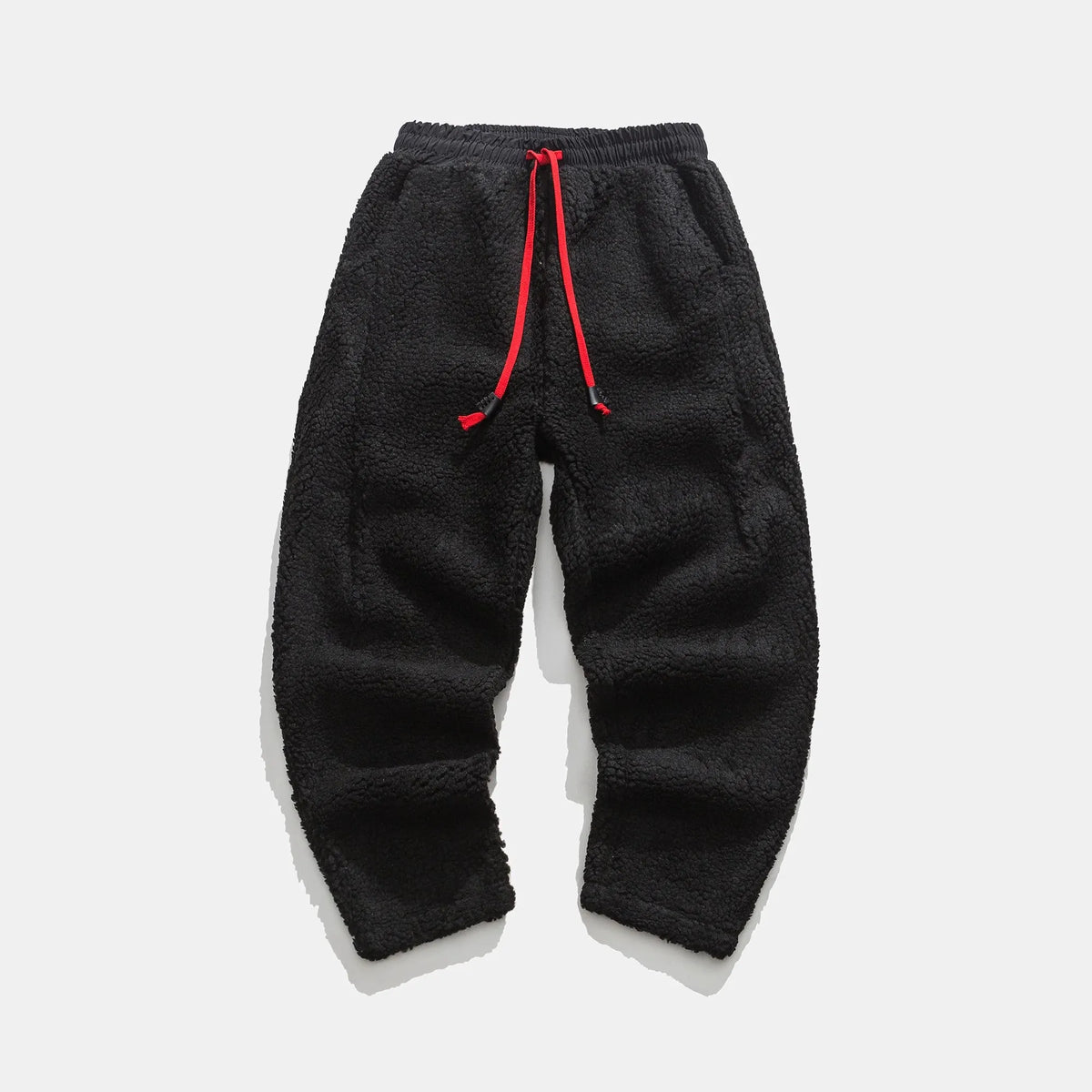 Calças de moletom fleece corte relaxado com cós elástico e cordão