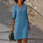Vestido midi feminino casual versátil disponível em várias cores