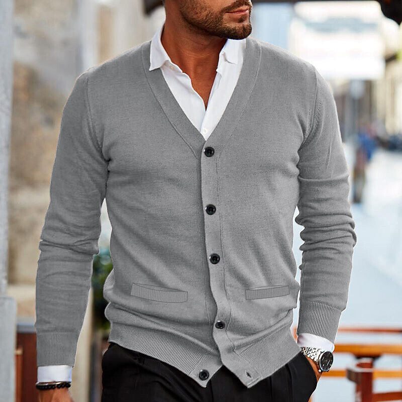 Cardigan masculino de malha confortável em várias cores