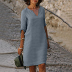 Vestido midi feminino casual versátil disponível em várias cores
