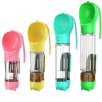 Garrafa de água para cães 3 em 1 com dispensador de sacos e armazenamento de comida, sem BPA, portátil