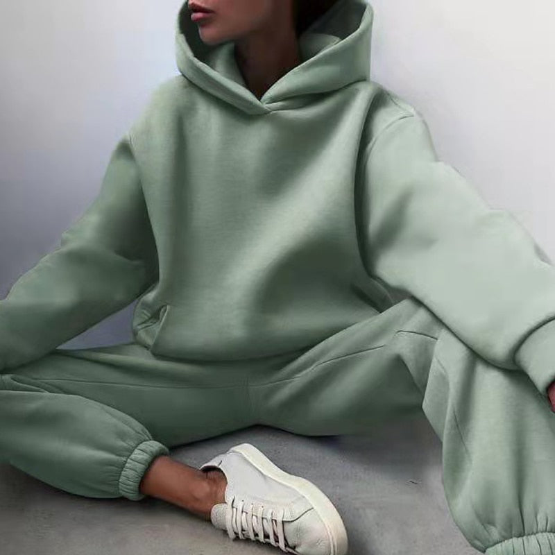 Conjunto de jogging feminino oversize 2 peças estilo urbano casual