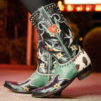 Botas cowboy mulher cano médio estilo western