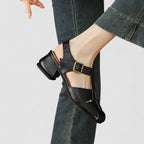 Sapatos Mary Jane femininos salto bloco bico quadrado ortopédico com fivela