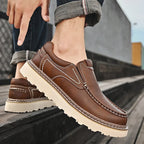 Mocassins de couro masculinos com palmilha ortopédica e sola antiderrapante