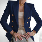 Blazer feminino ombros estruturados botão simples manga longa